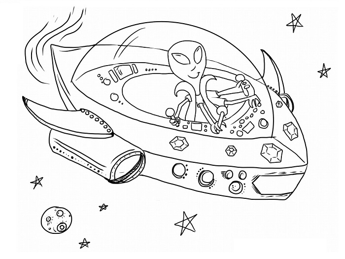 Alien Ship Coloring Page