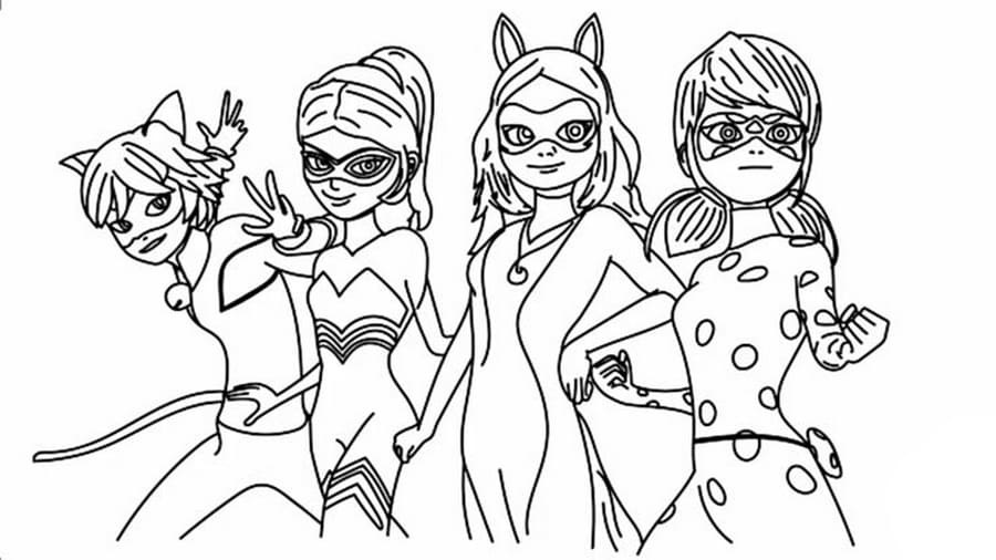 All Super Heros of Miracuous Coloring Pages