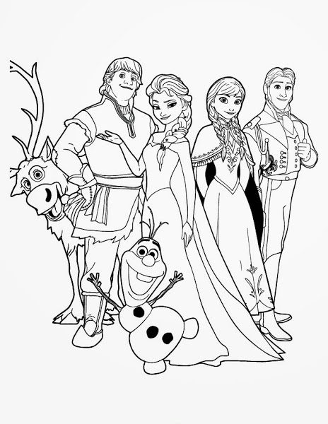 all winter movie characters in one coloring pages