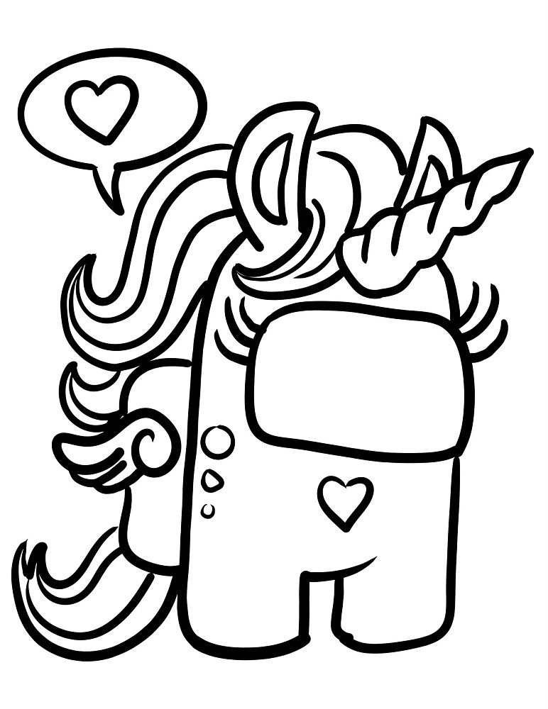 among us unicorn coloring pages