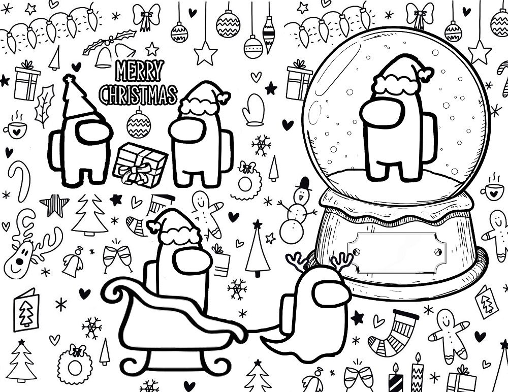 among us winter coloring pages