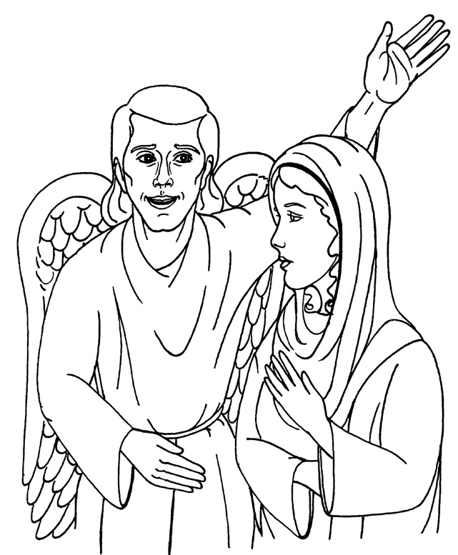 An Angel Visits Mary Coloring Page