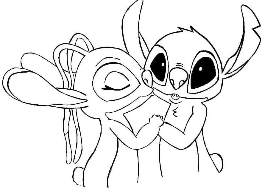 angel and stitch coloring pages