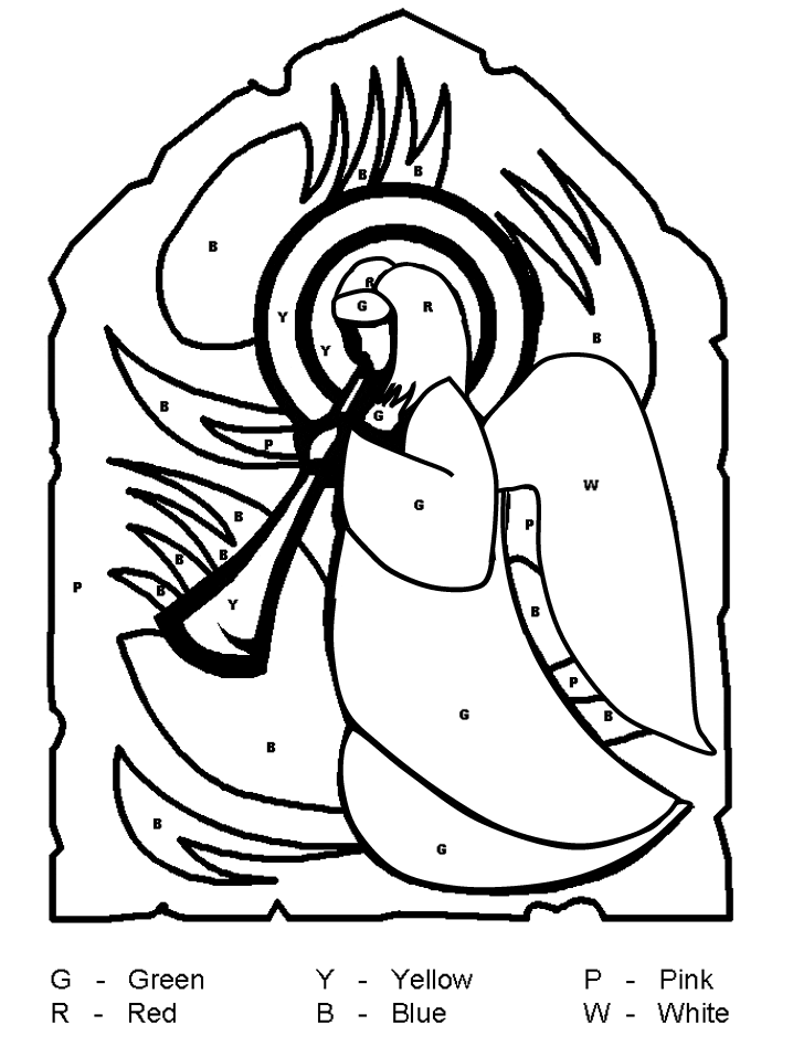 Angel color by numbers Coloring Pages