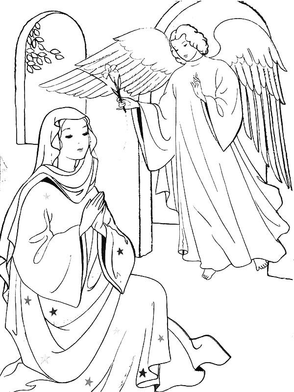 Angel Visits Mary Coloring Page