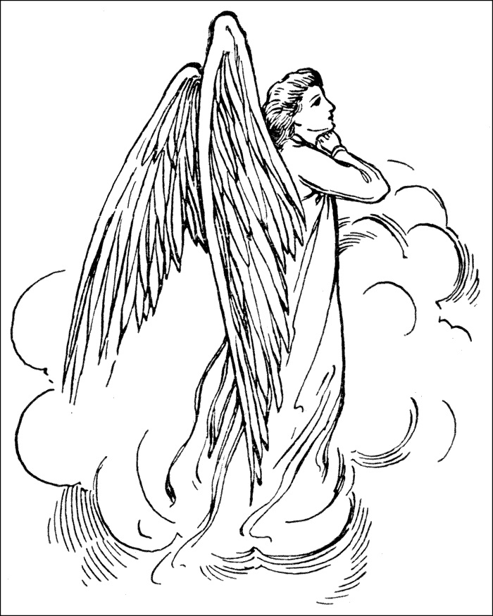 Angels in Clouds Coloring Pages for Adults