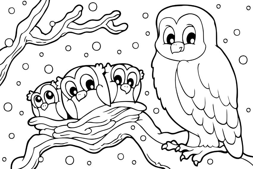 animals in the winter coloring pages