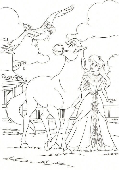 ariel and horse coloring pages