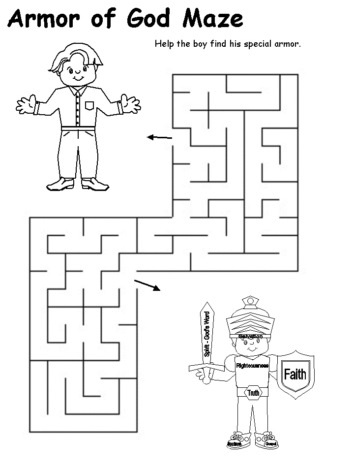 Armor of God Maze Coloring Page