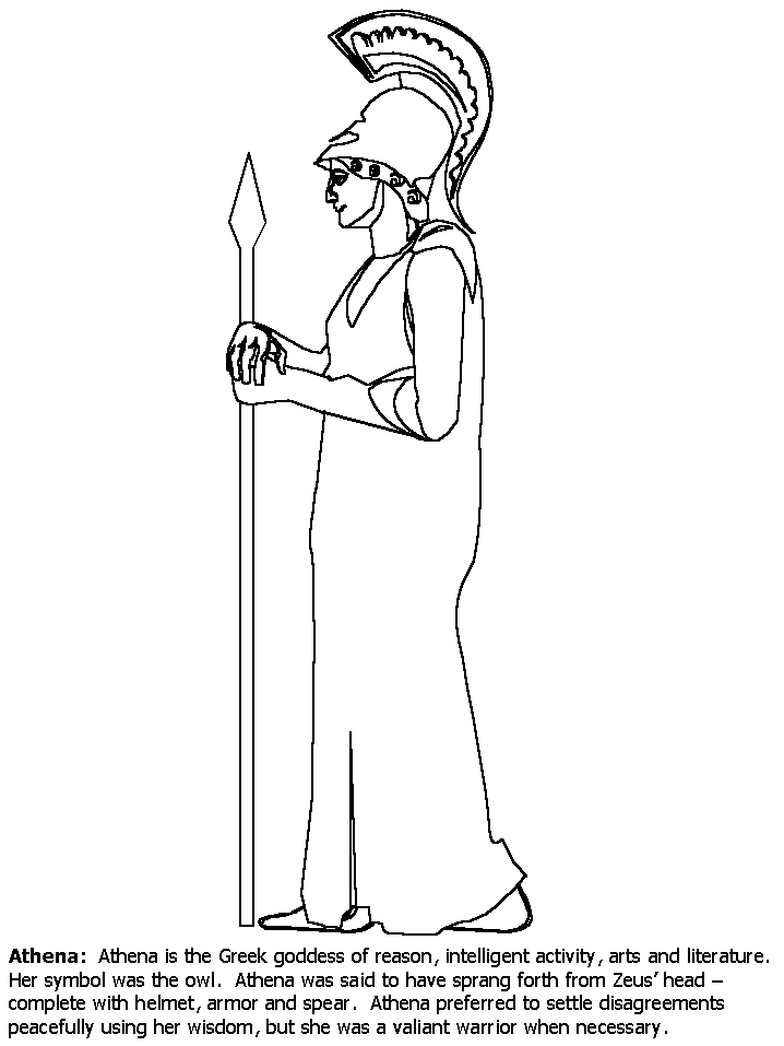 Athena Greek Coloring Pages