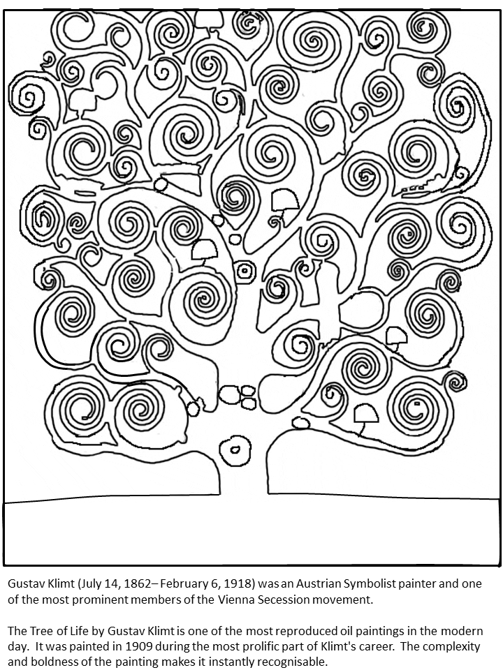 Austria Klimt Tree_of_life Countries Coloring Pages