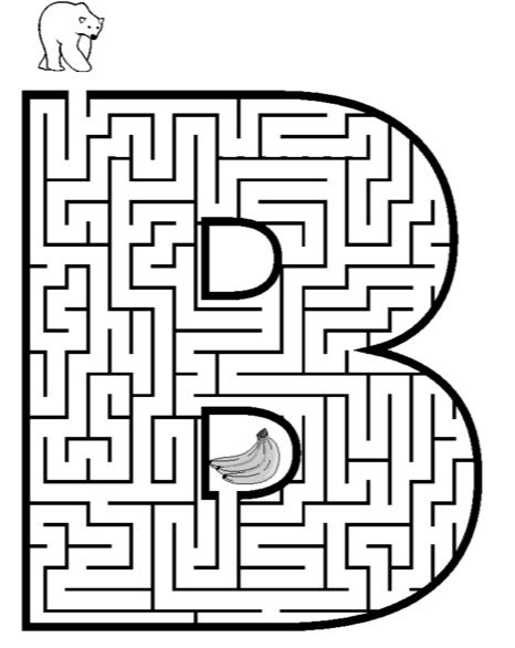 letter b maze printable page
