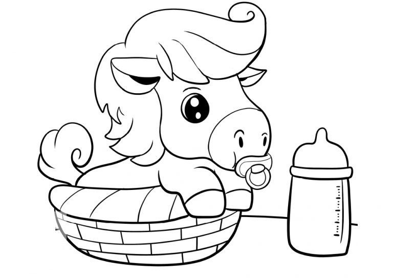 baby cute baby horse coloring pages
