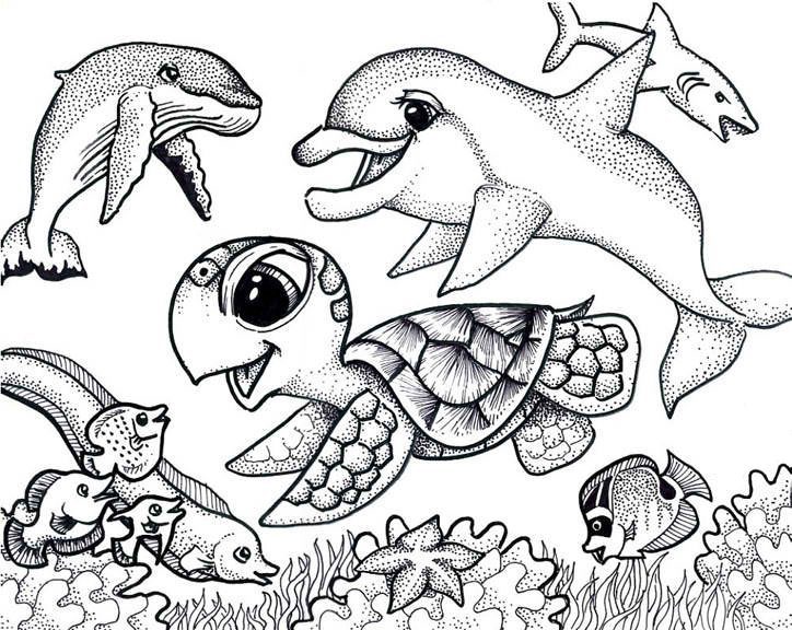 baby water animals coloring pages