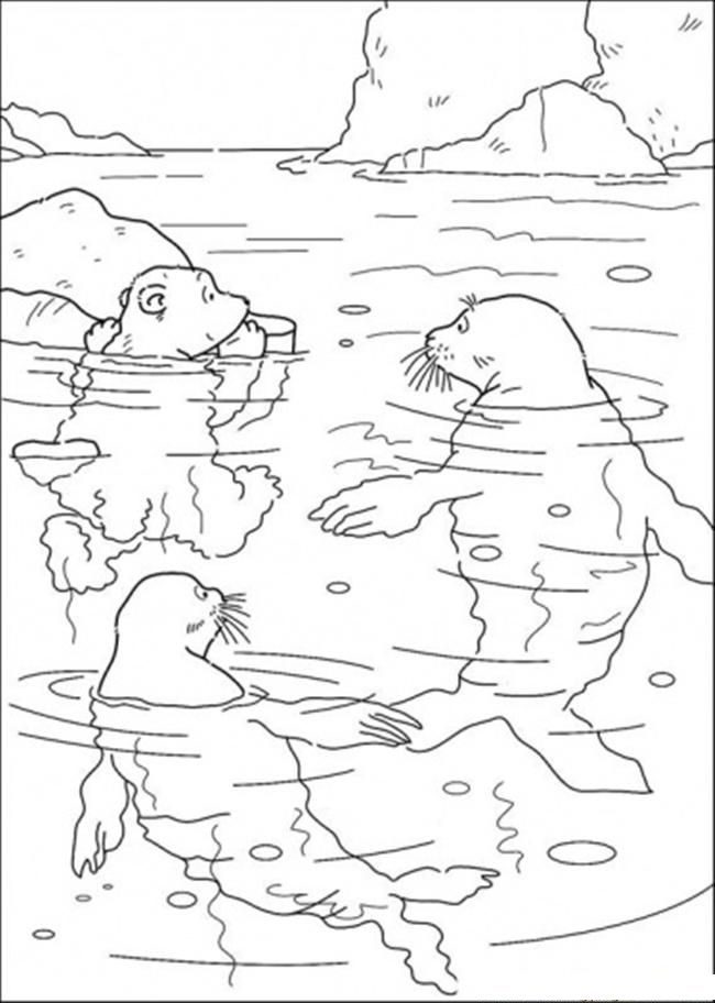 babypolar in water coloring pages