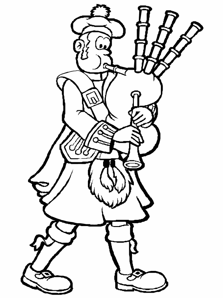 Bagpiper Scotland Coloring Page