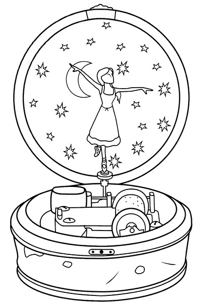 Ballerina Jewelry Box Coloring Page