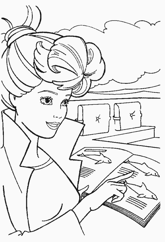 Barbie boat trip coloring page