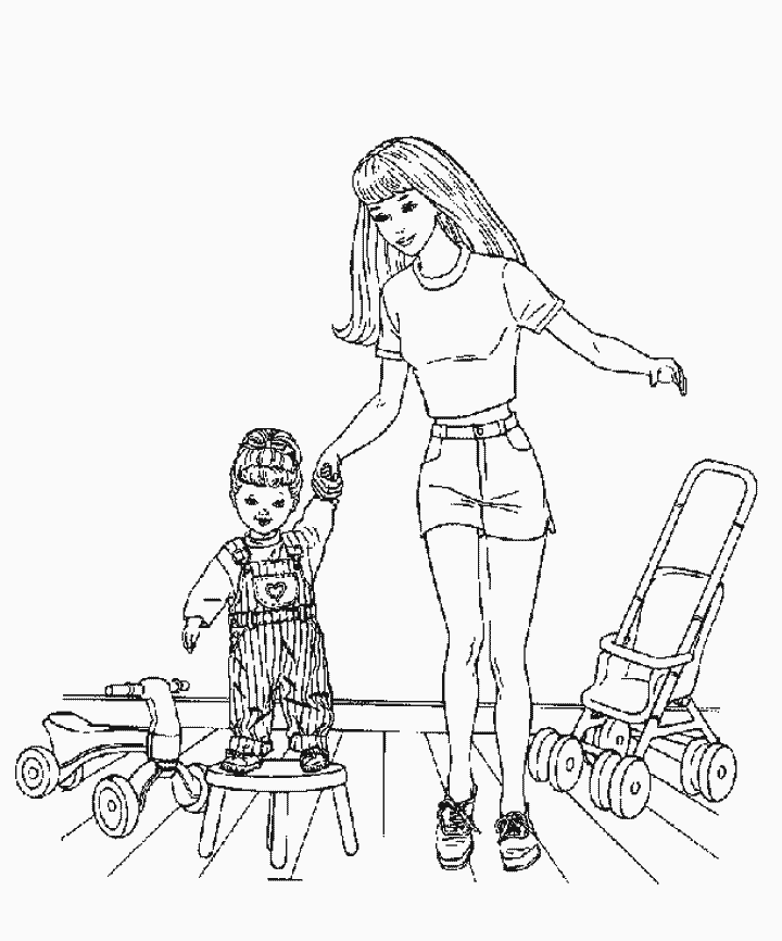 Free Barbie Cartoons Coloring Page