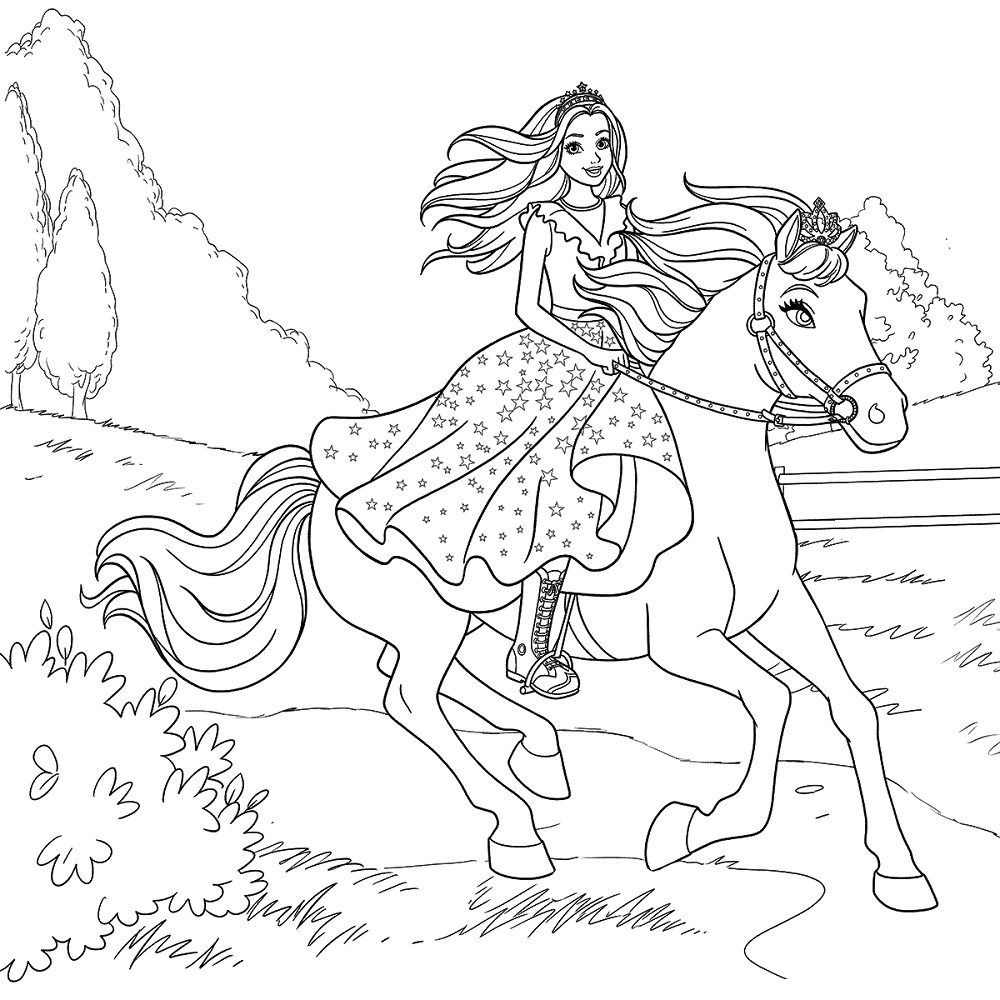 barbie and horse coloring pages