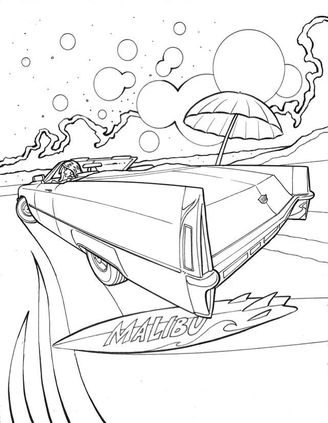 barbie car coloring pages