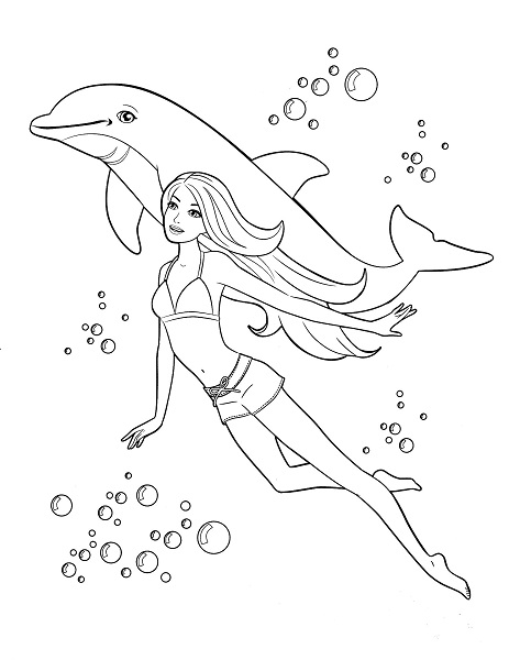 Barbie Dolphin Coloring Pages