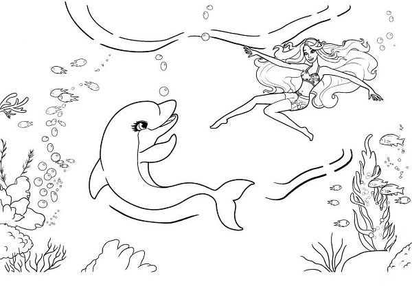 Barbie Dolphin Magic Coloring Pages