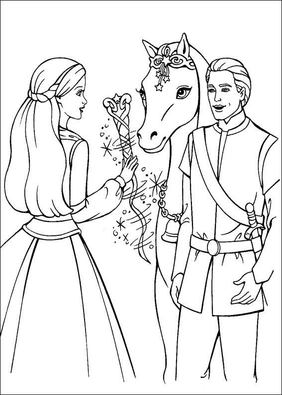 barbie horse coloring pages free