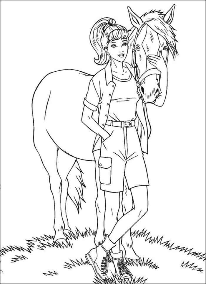 barbie on a horse coloring pages
