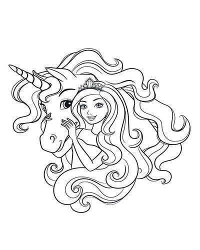 barbie unicorn coloring pages