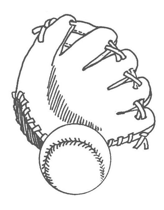 Baseball and glove coloring page