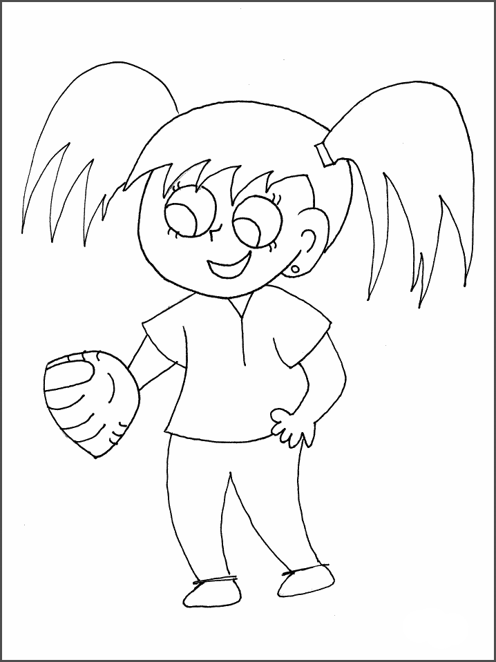 Baseball Girl Sports Coloring Pages
