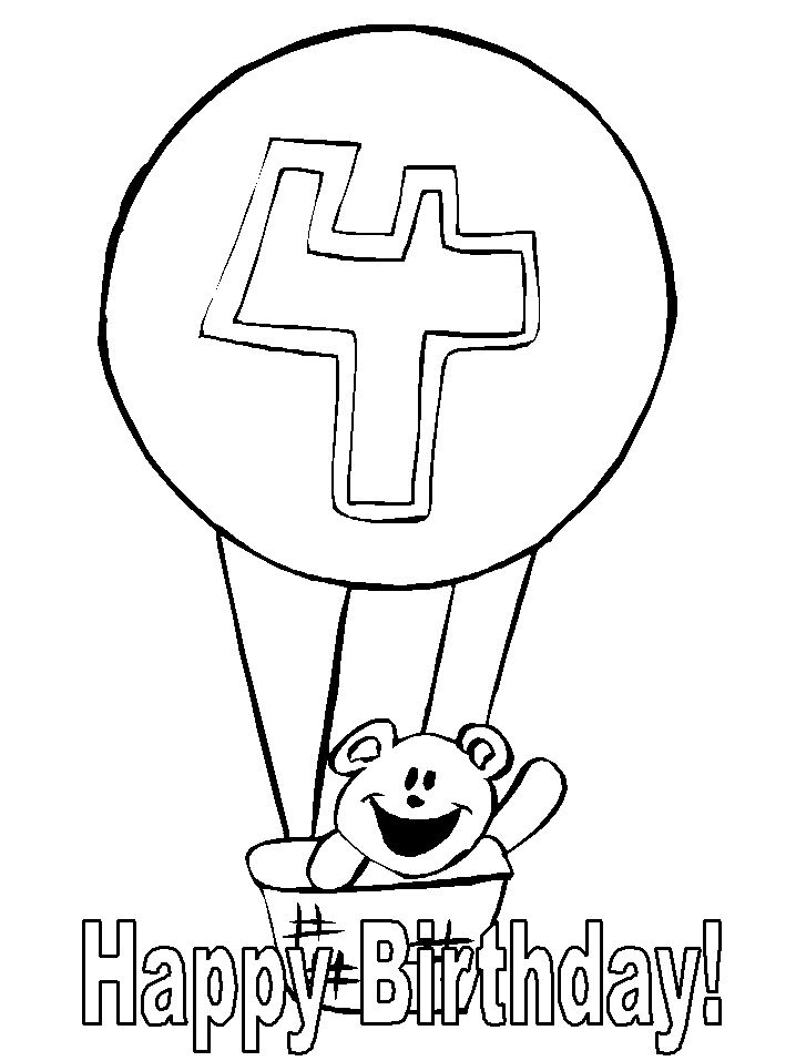 Happy 4th Birthday Coloring Pages