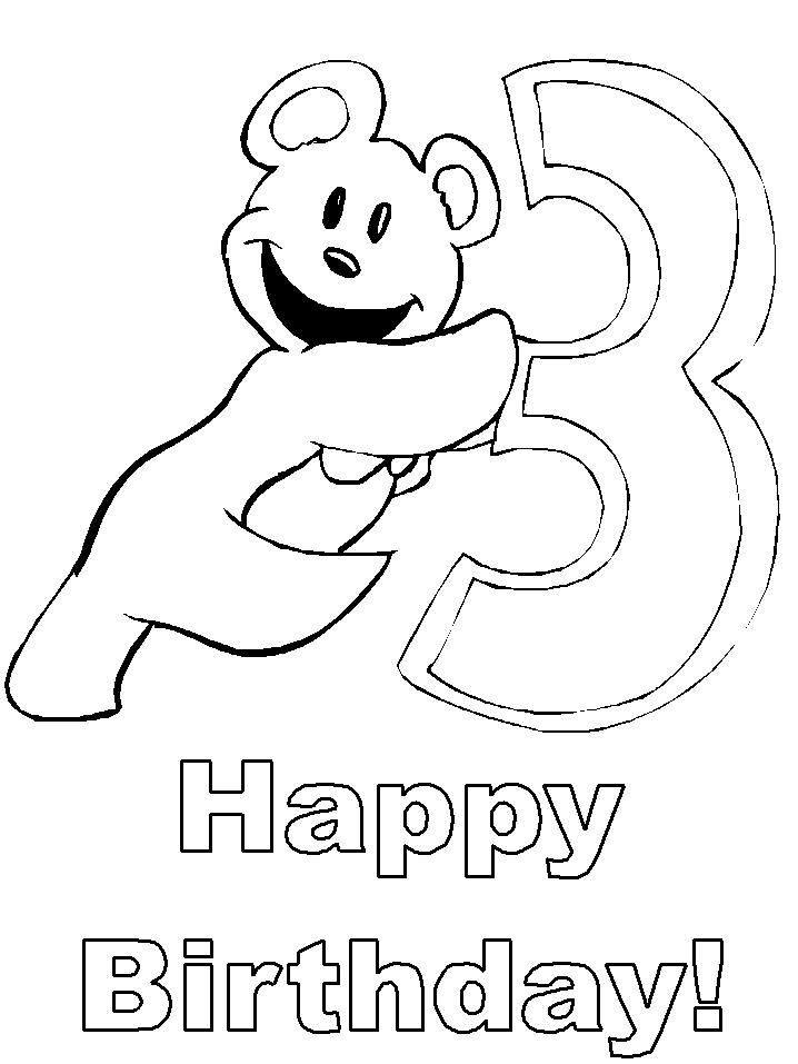 Happy 3rd Birthday Coloring Pages