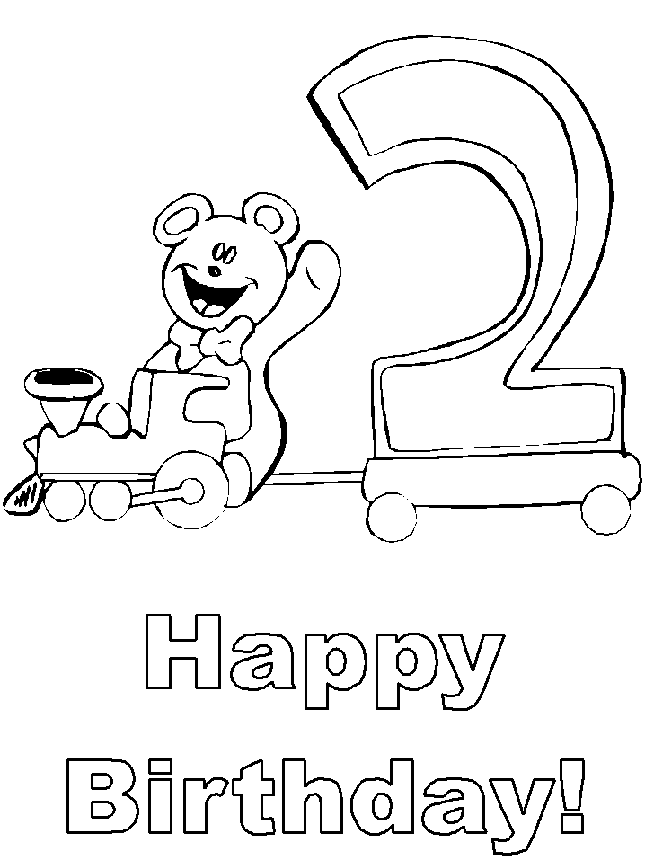 Happy 2nd Birthday Coloring Pages