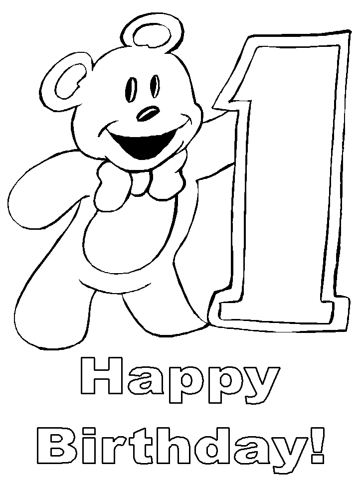 Printable Age 1 Birthday Coloring Pages