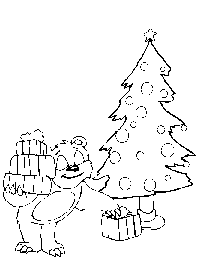 Bear Christmas Coloring Pages