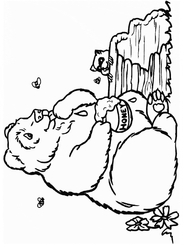 Bears Eating Honey Coloring Pages