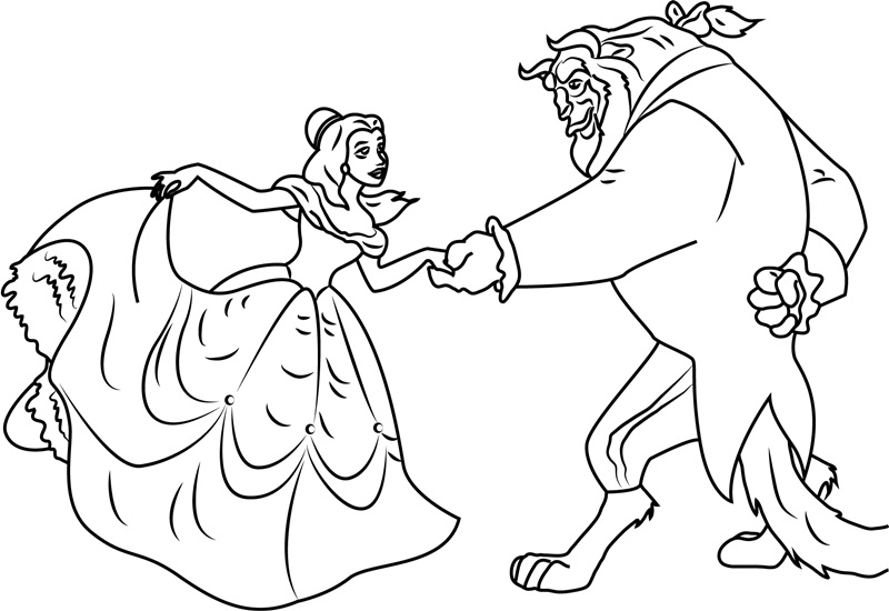 Beauty and the Beast Dancing Coloring Pages