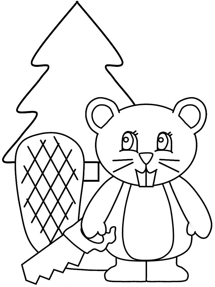 Cartoon Beaver Coloring Page