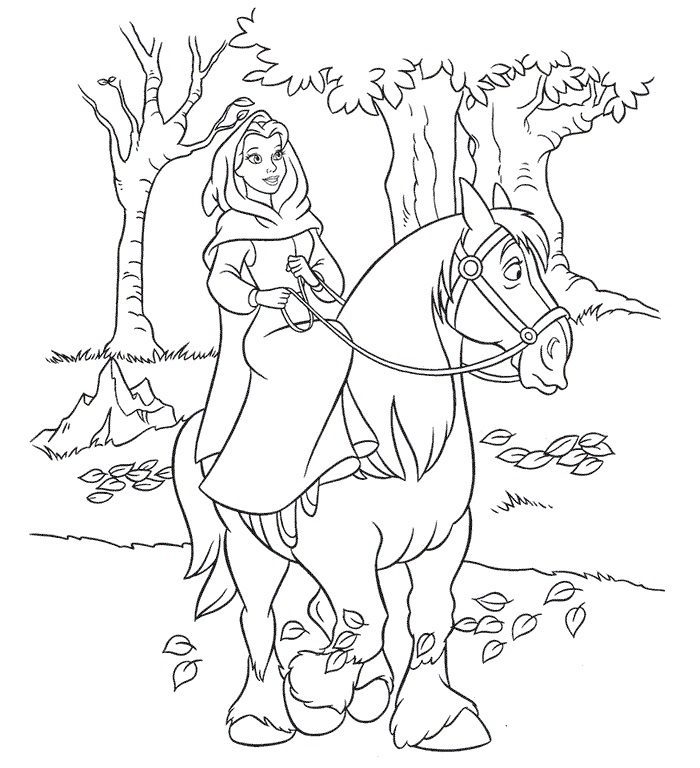 belle princess horse coloring pages