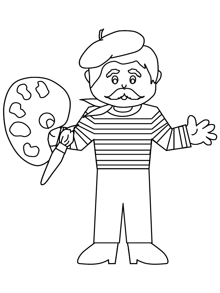 Beret Boy France Coloring Pages Printable