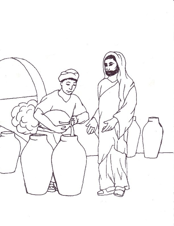 bible coloring pages jesus changes water into wine
