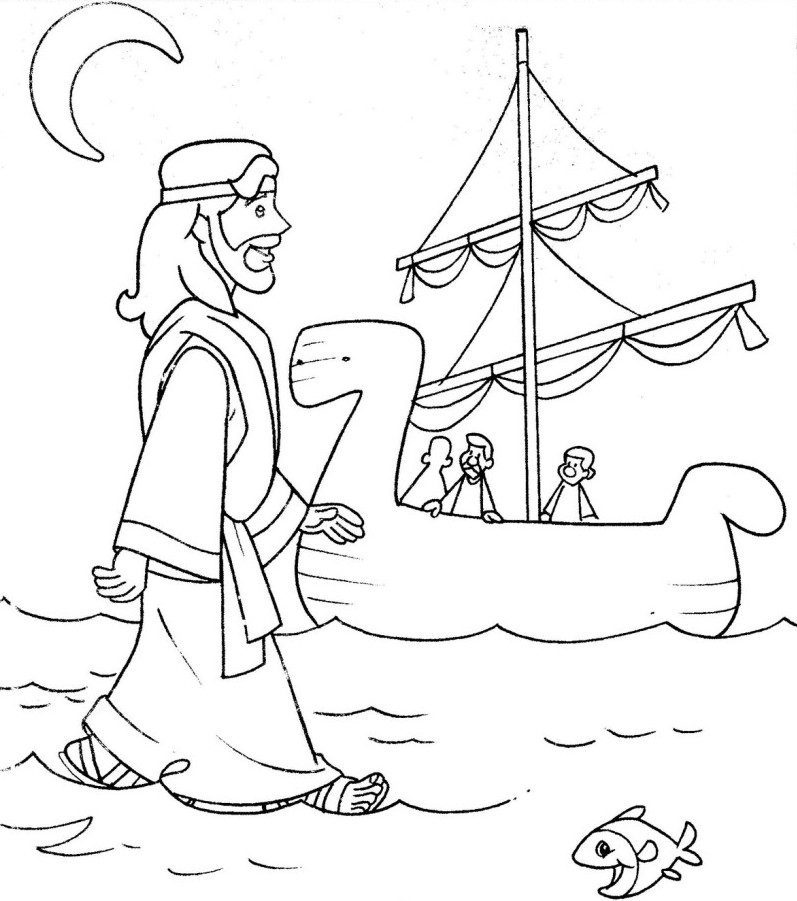 bible coloring pages peter walking on water