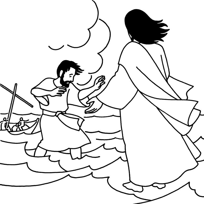 bible coloring pages peter walks on water