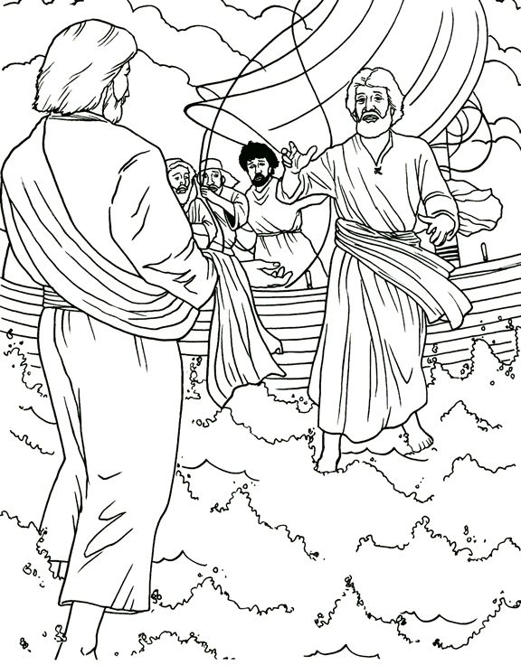 bible story coloring pages peter walks on water
