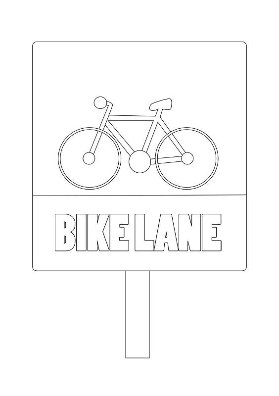 Bike Lane Coloring Page Sign