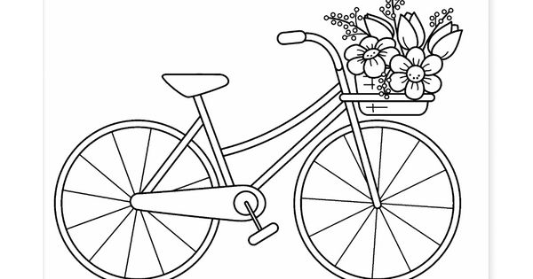 Bike with Basket Coloring Page