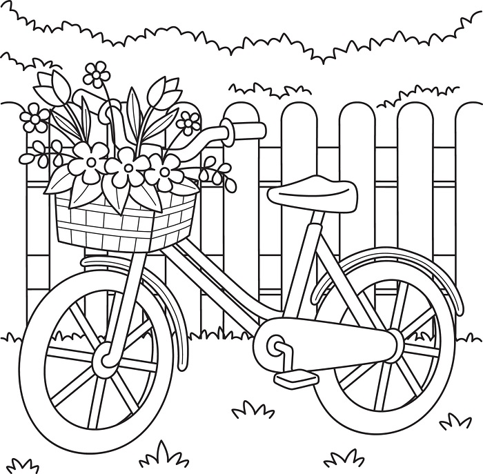 Bike with Flower Basket Colori...