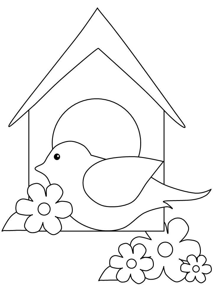 Bird and Bird House coloring page
